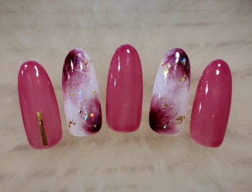 華やかなピンクネイル☆高田馬場 ネイル マツエク