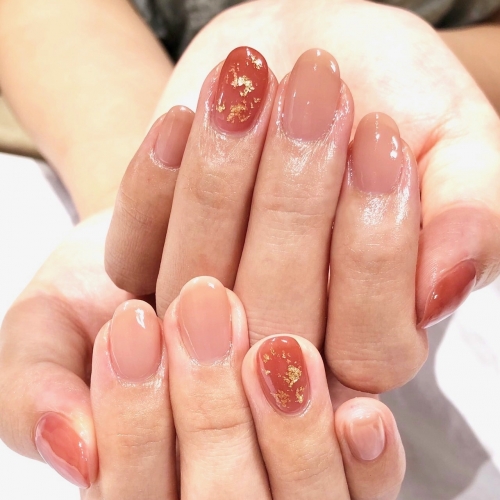 シンプル秋色ネイルデザイン☆高田馬場 ネイル マツエク