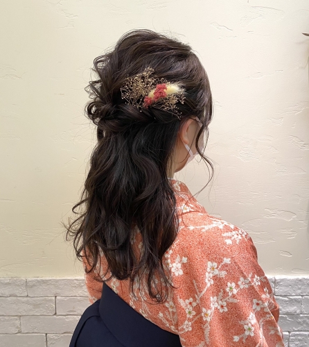 卒業式　袴　ヘアセット　ハーフアップ