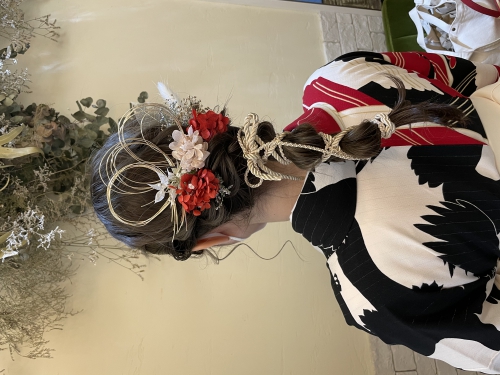 ドライフラワー ヘアセット