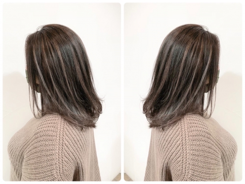 白髪ぼかしにも◎グレージュ×ハイライト