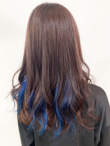 インナーカラーブルー☆高田馬場 美容室 酸熱 髪質改善トリートメント