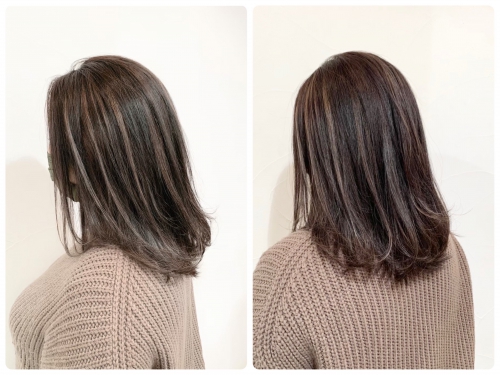 白髪ぼかしにも◎グレージュ×ハイライト