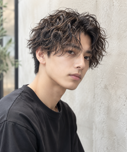 センターパート×スパイラルパーマで大人っぽく