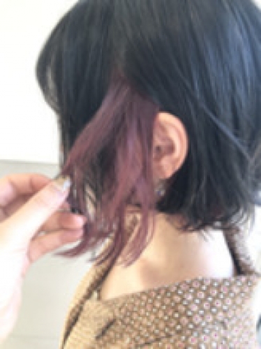 就活の黒髪を可愛く活かすカラー/ピンクパープル