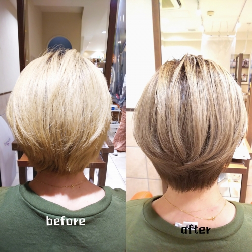 バレイヤージュカラーでミルクティーベージュ☆