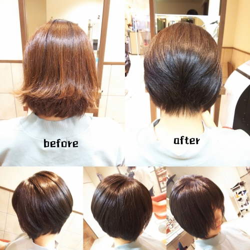 伸びてまとまりにくくなってしまった髪をまとまる前下がりショート☆