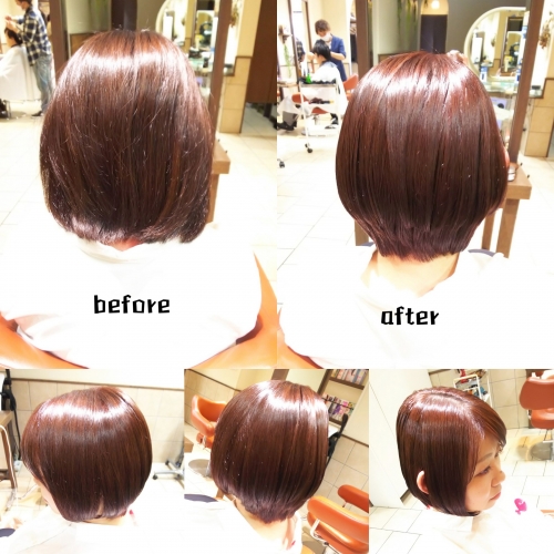 退色してしまった髪色を色味がわかるチェリーレッドでカラー☆