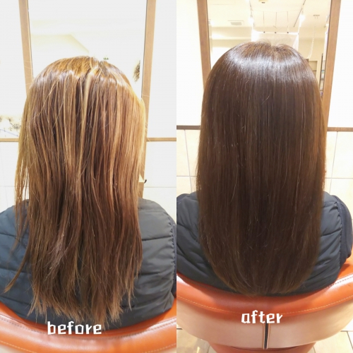 髪質改善酸熱トリートメントとハホニコラメラメトリートメントで毛先まで艶髪☆