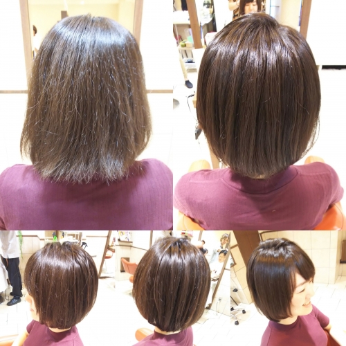伸びてまとまりにくくなってしまった髪を小顔に見えるレイヤーボブに☆