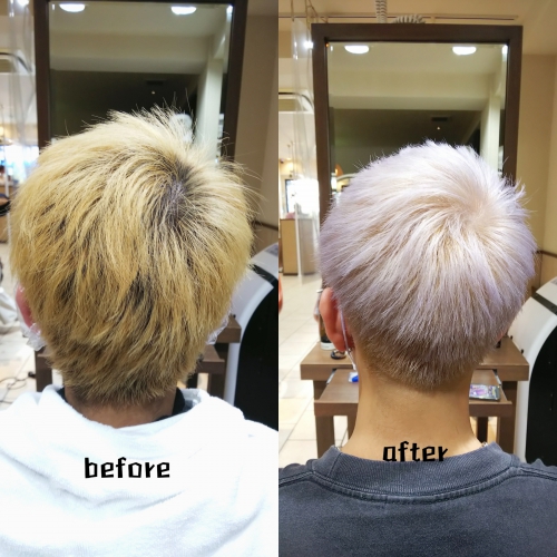 ブリーチからのダブルカラーでラベンダーホワイトカラー☆