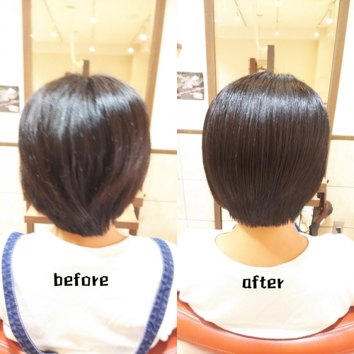 【髪質改善】ハホニコ酸熱トリートメントとラメラメトリートメントでショートも美髪☆