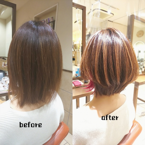 デザインカラー ハイライトとイヤリングカラー ピンク☆