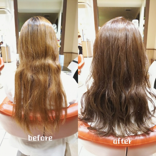 明るくなってしまった髪色をアッシュベージュカラー☆