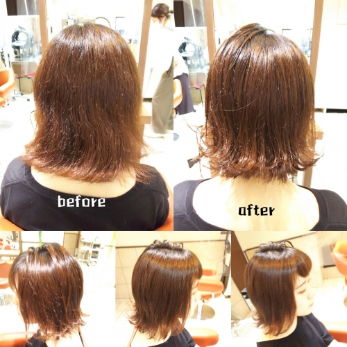 伸びてしまった髪をバッサリカット！外はねロブに☆