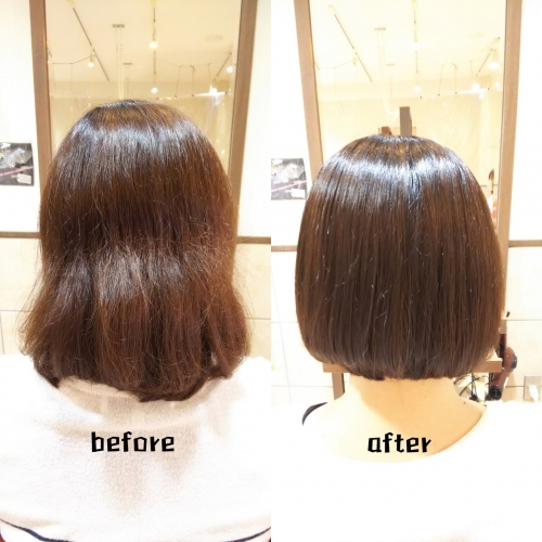 【髪質改善】ハホニコ酸熱トリートメントとラメラメトリートメントで美髪ボブにしませんか☆