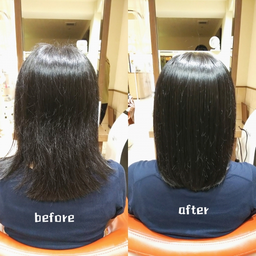 髪質改善酸熱TRと超音波ハホニコTRで毛先まで艶髪に☆