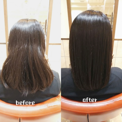 髪質改善酸熱トリートメントと超音波ハホニコラメラメトリートメントで美髪