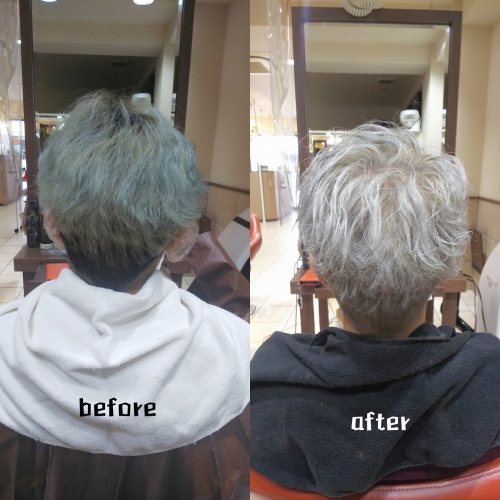 ダブルカラー ブリーチ オンカラー ホワイトグレー☆