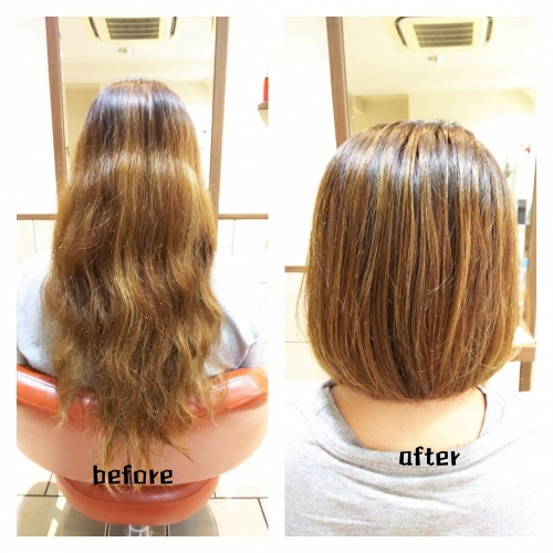 伸ばしていた髪をバッサリカット！お手入れ簡単なまとまるボブに☆