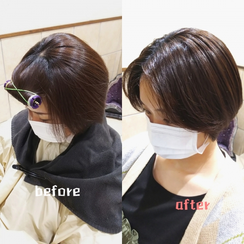 ポイントパーマでお手入れ簡単、流れる前髪に☆