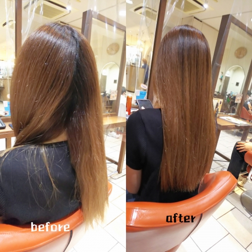 酸性縮毛矯正でブリーチをしている髪もキレイなストレートヘアに☆