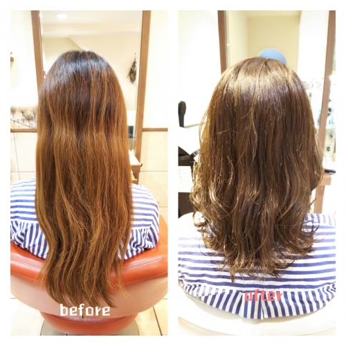 伸ばしていた髪をバッサリカット！お手入れ簡単なミディアムスタイル☆