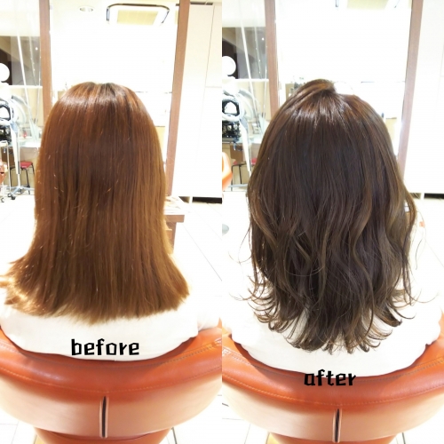 退色してしまった髪色をオリーブグレージュ☆