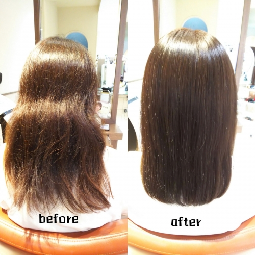 広がりやすい髪を髪質改善メニューでまとまる艶髪に☆