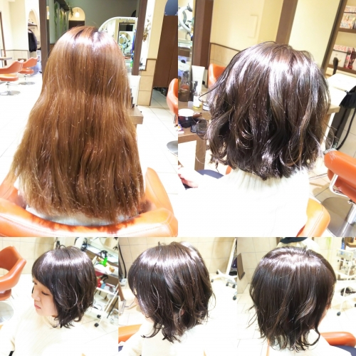 退色して明るくなってしまった髪色を暗髪ブルーアッシュに☆