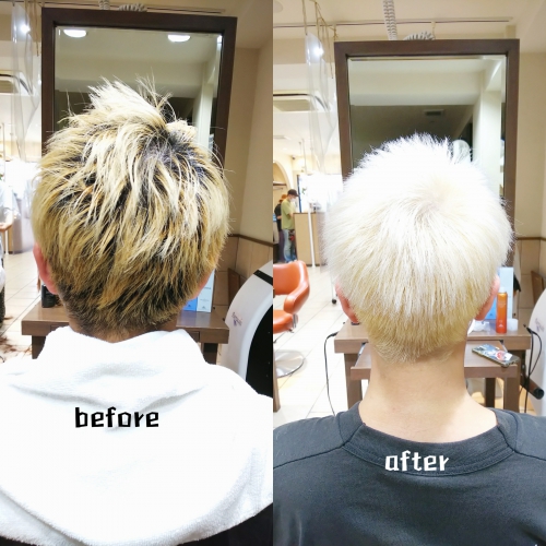 ダブルカラー ブリーチ ホワイト 紫シャンプー