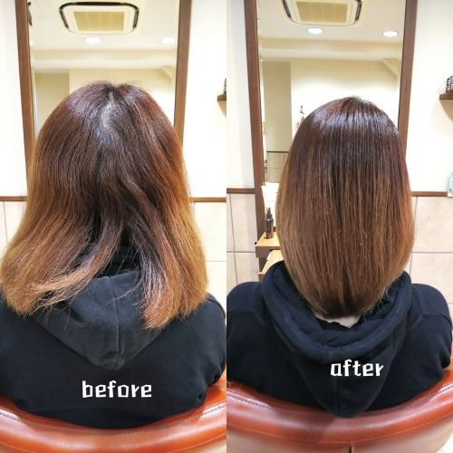 酸性ストレート(酸性縮毛矯正)でブリーチ毛もキレイな髪に☆