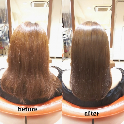 髪質改善酸熱TRと超音波ハホニコTRで毛先まで艶髪に☆