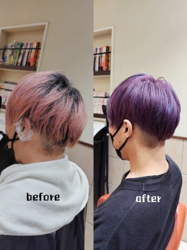 ダブルカラー　バイオレット　マッシュ