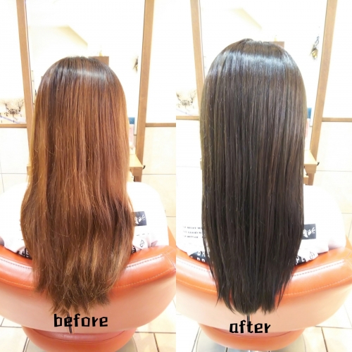 退色して明るくなってしまった髪色をオリーブグレージュ☆