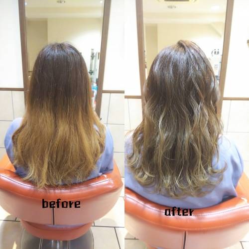 カーキアッシュでグラデーションカラー☆