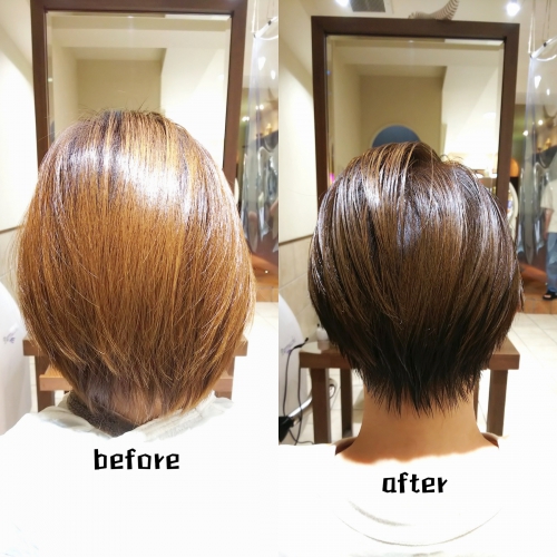 ショートの方も超音波ハホニコトリートメントで艶髪