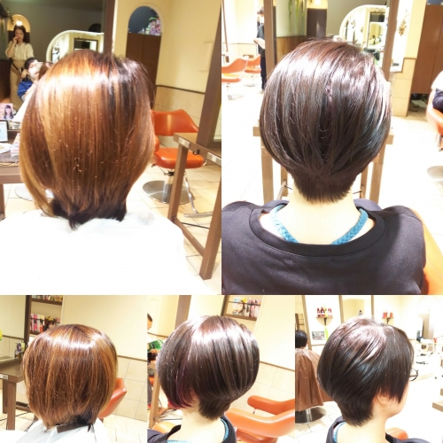 退色して明るくなってしまった髪色を濃いめのバイオレットアッシュにカラー☆