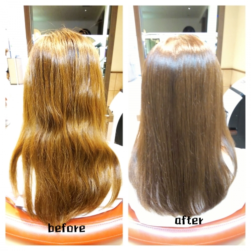 退色した髪色をシナモンベージュ☆