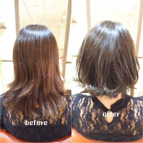 伸ばしていた髪をバッサリカット！レイヤーボブ☆