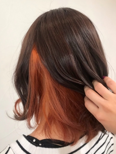 インナーカラーオレンジ☆高田馬場 美容室 酸熱トリートメント 髪質改善トリートメント